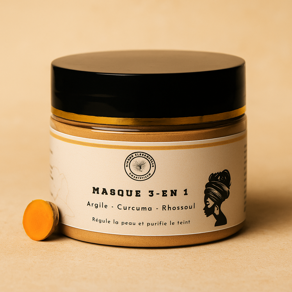 Masque 3 en 1 Argile, Curcuma &amp; Rhassoul - Nature et Tradition